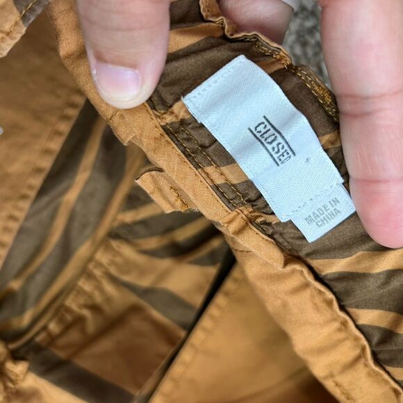 Closed Tie Waist Zip Up Neutral Tropical Abstract Printed Shorts Sz 26 - Picture 8 of 11